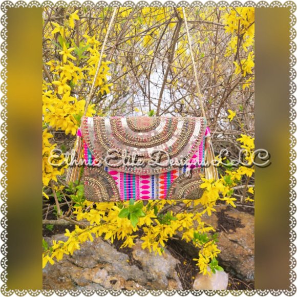 3️⃣2️⃣New boutique Handmade Banjara Jute Bag - Silver And Gold Leather Sling - Picture 6 of 11
